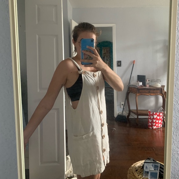 LUSH white linen coverall minidress (S) - Picture 4 of 5